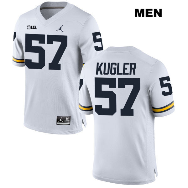 Men's NCAA Michigan Wolverines Patrick Kugler #57 White Jordan Brand Authentic Stitched Football College Jersey KK25G36SU